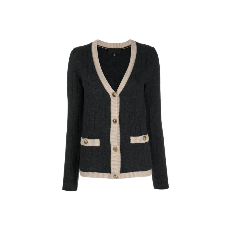 NILI LOTAN Contrast border Rib Knit Cardigan-0