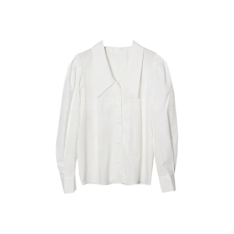 ABBY GODDESS Long Sleeved Lapel Puff Sleeve White Shirt Women's-0