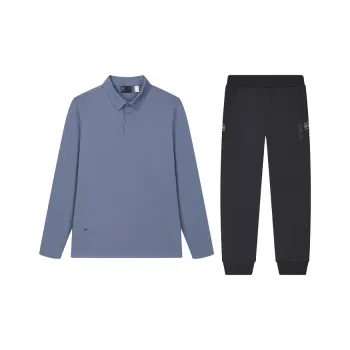 FILA Casual Sportswear Men Clothing Set Purple Light Blue Top+Jet Black Pants