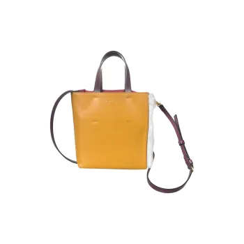 MARNI Shearling Shoulder Bag, Crossbody Bag, Handbag Women's Yellow/White/Burgundy