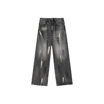 ZENGZHI Jeans Unisex Dirty Black