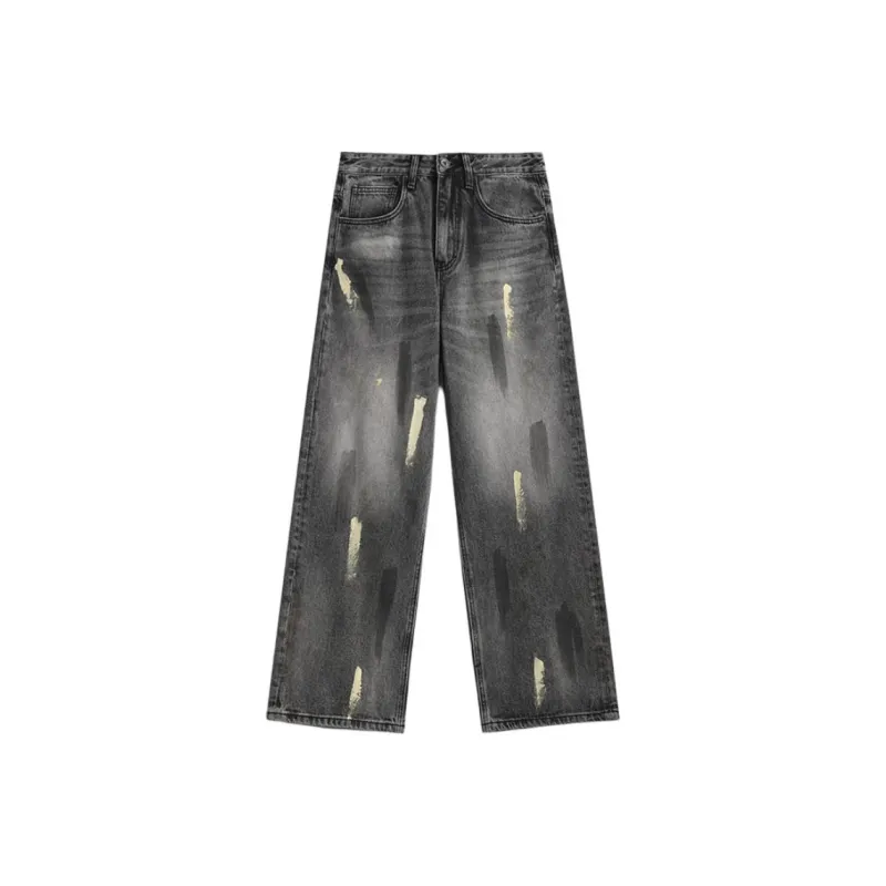 ZENGZHI Jeans Unisex Dirty Black-0