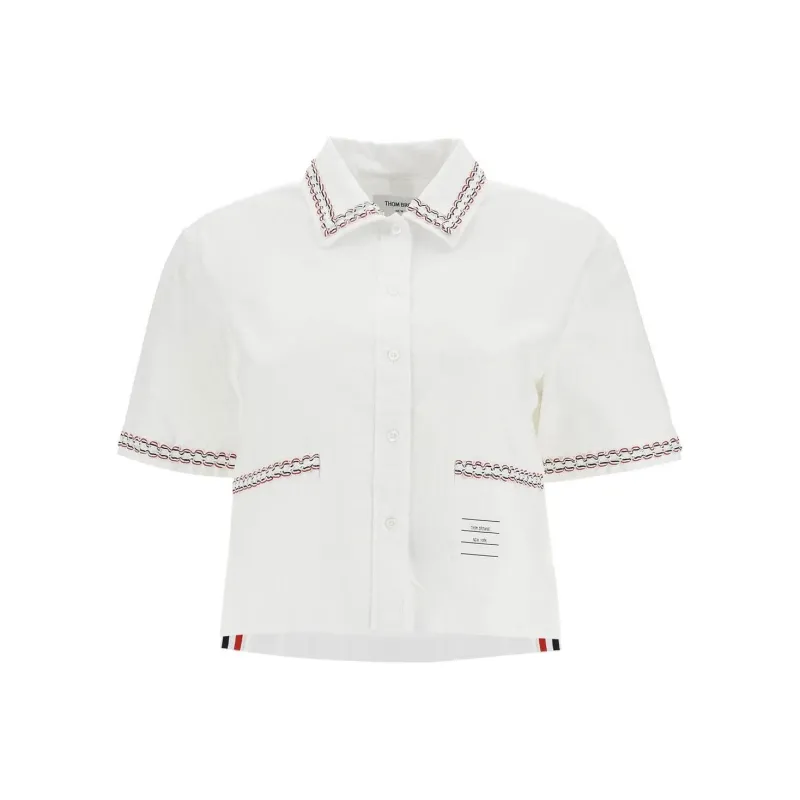 THOM BROWNE Oxford Cropped Shirt-0