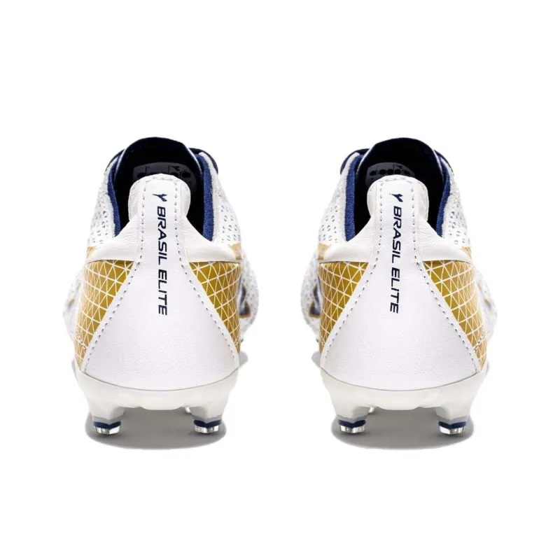 Diadora Soft Ground Anti Slip Wear Resistant Soccer Shoes Men's White-3