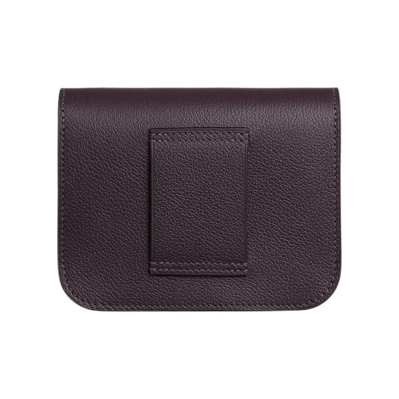 HERMES Constance Slim Evercolor Calfskin Wallet Women's Dark Reddish Purple & Azalea Pink-1