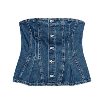 ZARA Trf Strapless Top Women's Blue