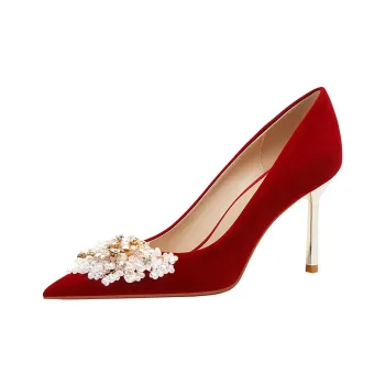 Lan Miao Slim Heel High Heels Women's Burgundy