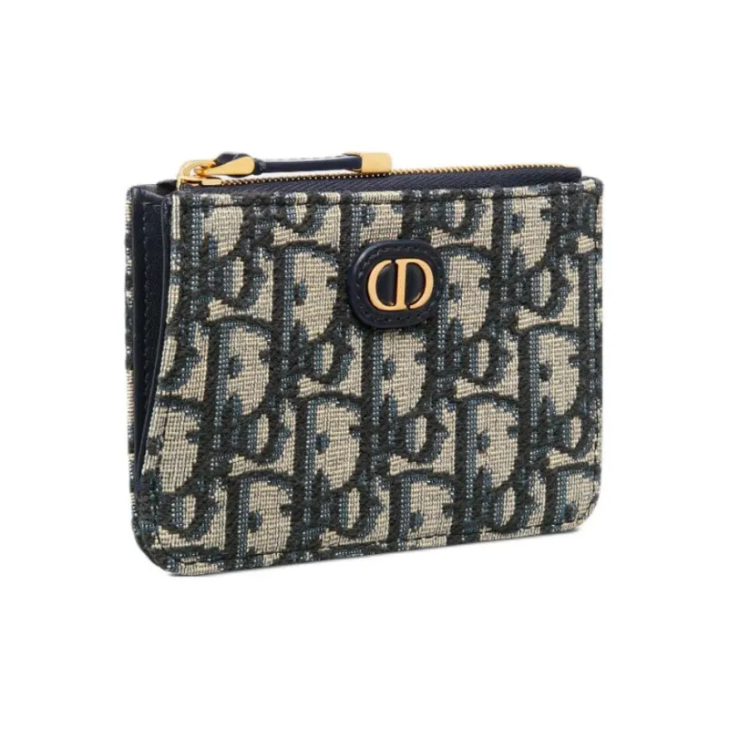 DIOR 30 Montaigne Cotton Card Holder Women's Blue-1
