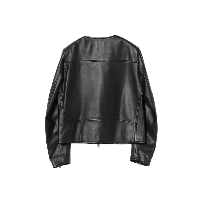 Beams Leather Jacket Women's Black-1