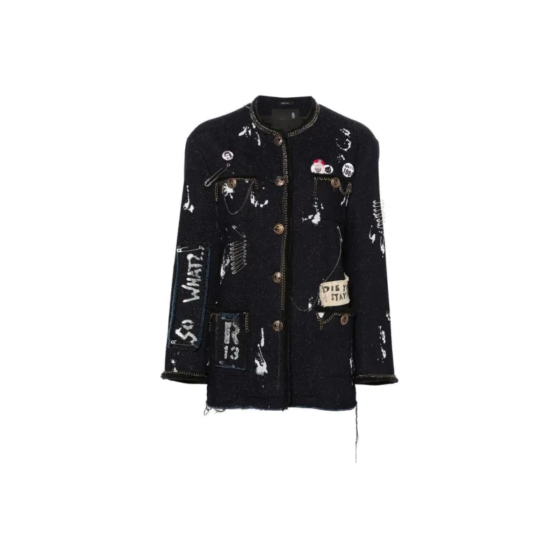 R13 Chain-link Paint-splatter Jacket-0