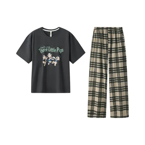 Gongdie x Disney Pajama Set Women's Black Gray