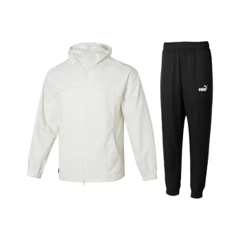 PUMA Casual Sportswear Men Set White Jacket+Black Pants