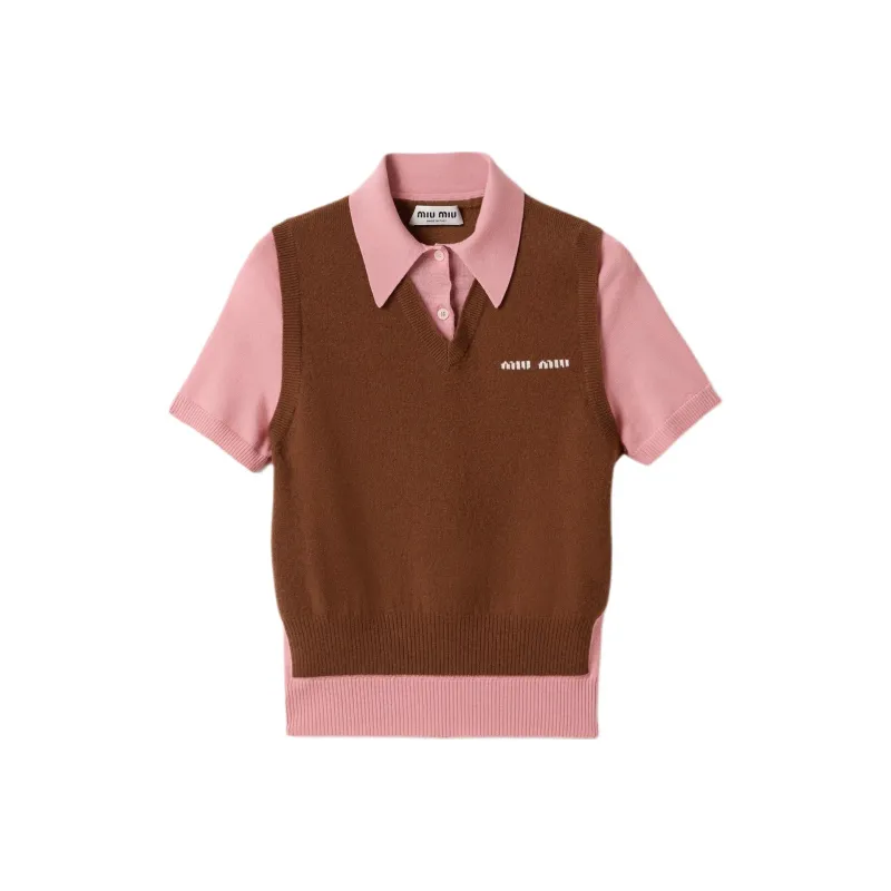 MIU MIU Logo intarsia Polo Top-0