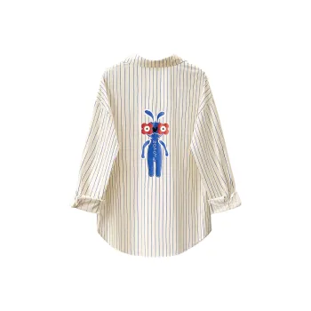 TOUCH Shirt Women's Beige With Blue Stripes