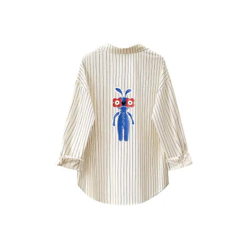 TOUCH Shirt Women's Beige With Blue Stripes