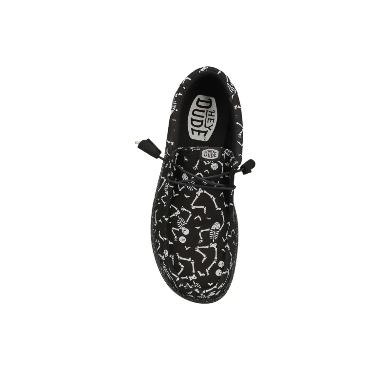 Heydude Wally Skeletons Abrasion Resistant Low Top Canvas Shoes Men's Black-3