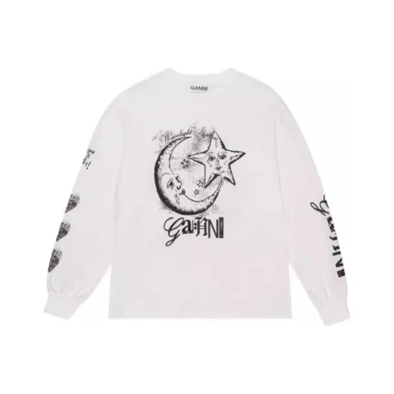 GANNI Graphic Printed Long Sleeved T Shirt-0