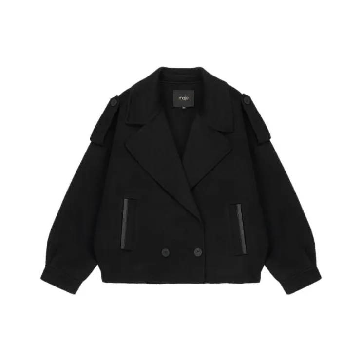 Maje Double-breasted Wool-blend Jacket-0