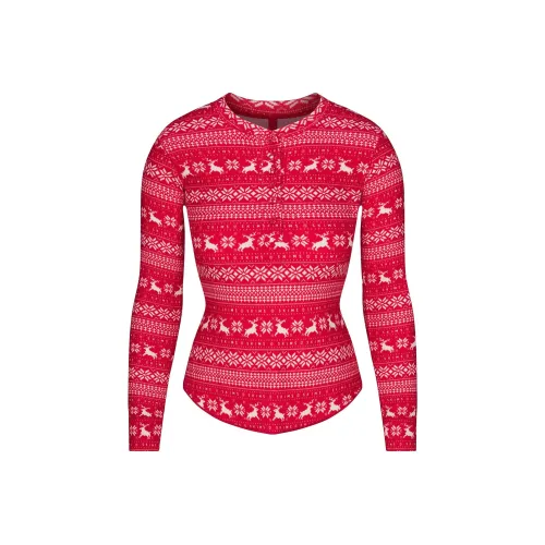 Skims T Shirts Women's RED DEER FAIR ISLE/Red De Fere Island