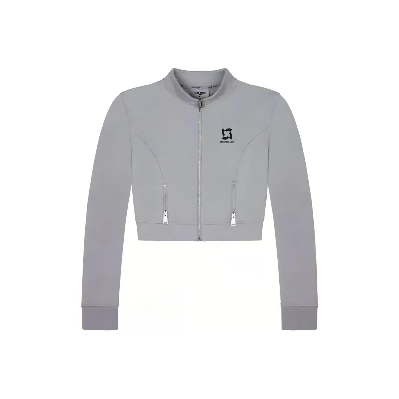 TEAM WANG Design Logo print Cropped Track Jacket-4