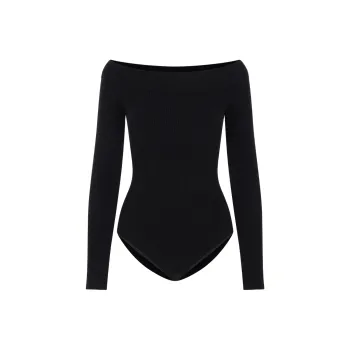 Alaia Off Shoulder Ribbed Bodysuit