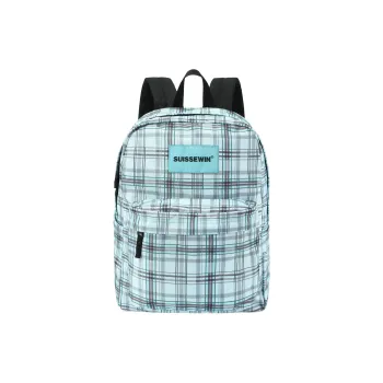 SUISSEWIN Polyester Backpack Unisex Green Plaid Sub Color