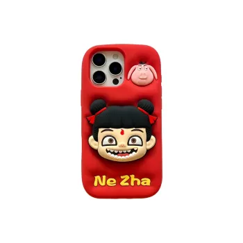 Beams Silicone Material Demon Child Ne Zha Ao Bing Phone Cases Compatibility IPhone16Pro/iPhone16/15/14/13 Cartoon