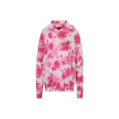 HUGO BOSS Stacked-Logo Relaxed-Fit Hoodie With Seasonal rmer Sweatshirt Women's Pink
