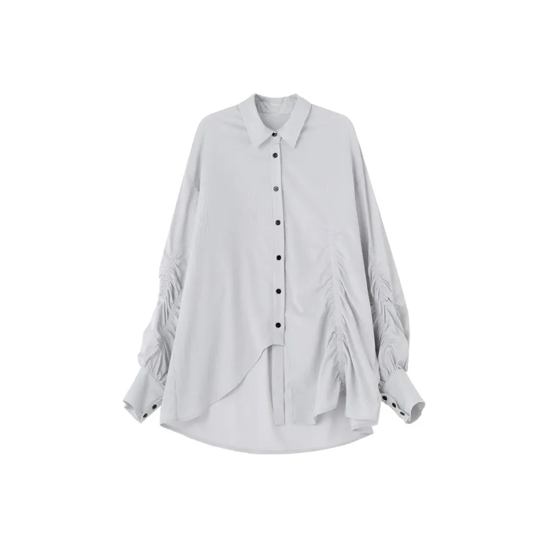 SOON FLOWER Long Sleeved Shirt Women's Black White Stripes-0
