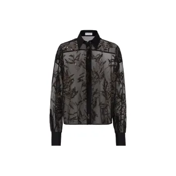 Brunello Cucinelli Flora Embroidered Silk Shirt