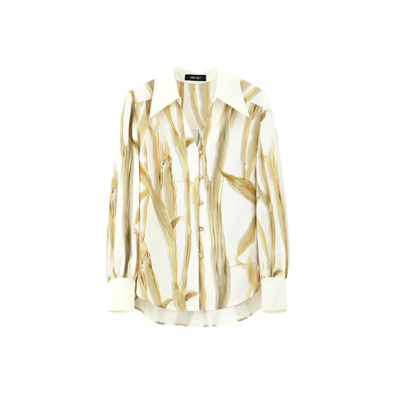 NINE WEST Shirt Women's Yellow Flower-0