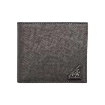 PRADA Saffiano Calfskin Wallet Men's Smoke Gray