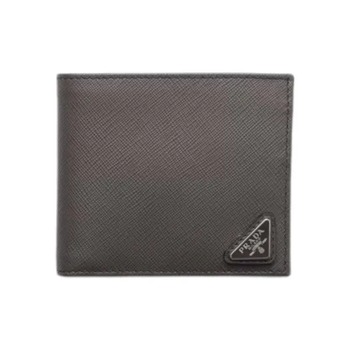 PRADA Saffiano Calfskin Wallet Men's Smoke Gray