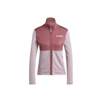 Adidas Terre MULTI LIGHT FLEECE FULL ZIP JACKET Retro Sports Stand Collar Jackets Women's Burgundy Red