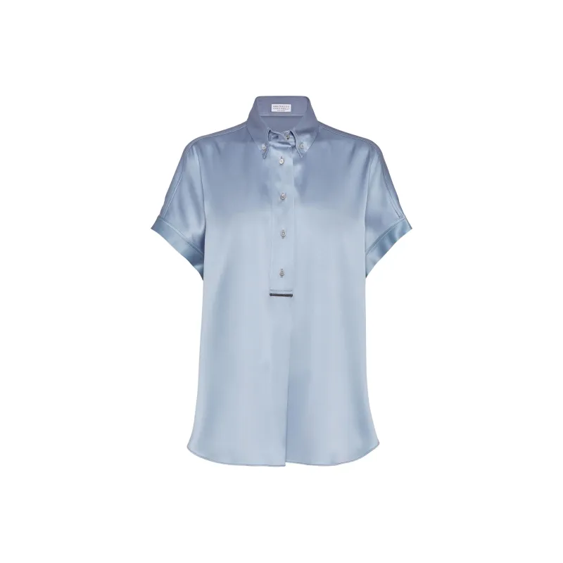 Brunello Cucinelli Short Sleeved Buttoned Blouse-0