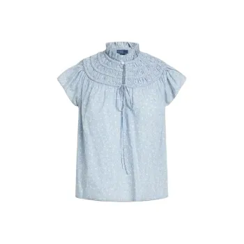 Polo Ralph Lauren Floral Cotton Voile Blouse Shirt Women's Light Blue