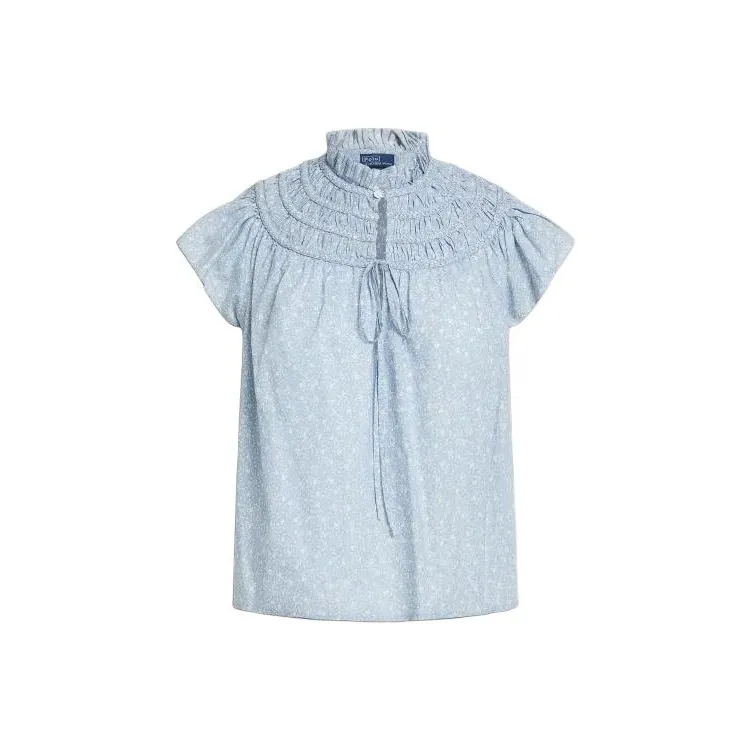 Polo Ralph Lauren Floral Cotton Voile Blouse Shirt Women's Light Blue-0