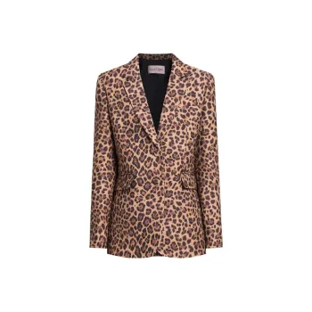 Valentino Leopard Print Long-Sleeved Blazer