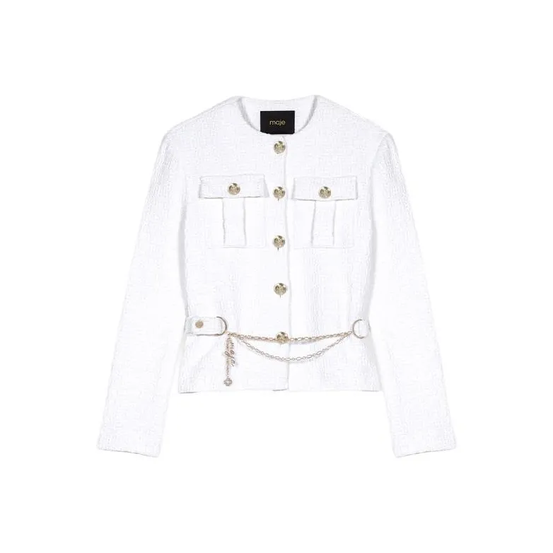 Maje Chain-detail Tweed Jacket-0