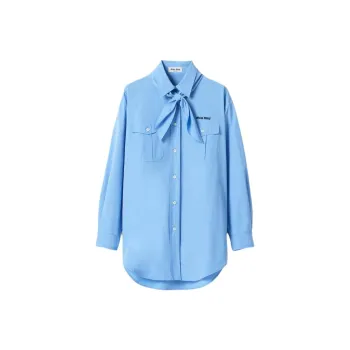 MIU MIU Scarf Detailed Button Up Poplin Shirt