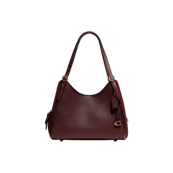 COACH Lori Pebbled Leather Handbag, Shoulder Bag Large Size Women's Burgundy