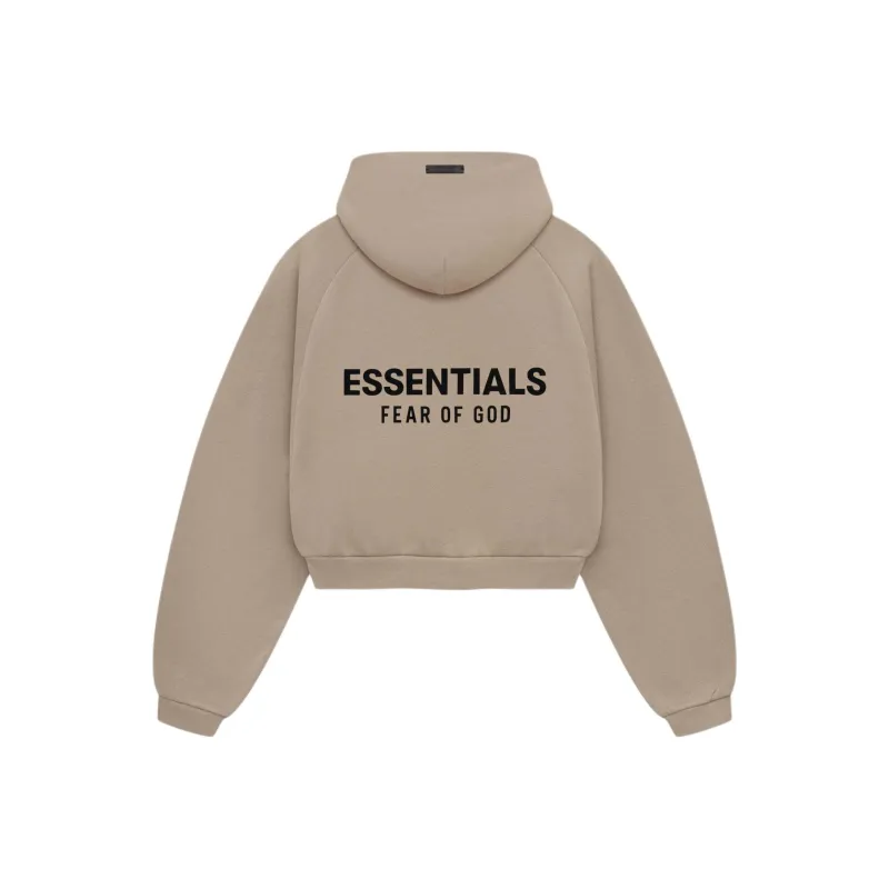 Fear Of God Essentials Women's Fleece Cropped Hoodie Heather Gray-0