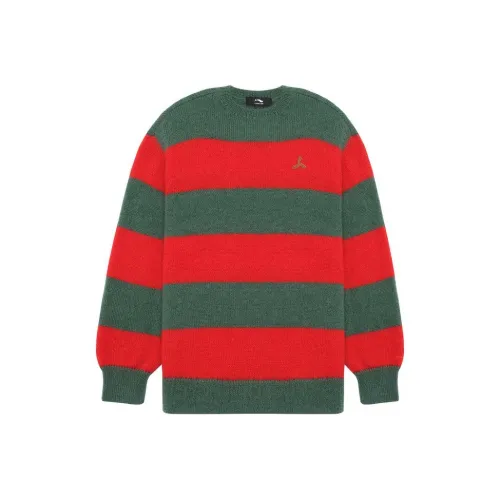 LI NING 1990 Classic Collection Knitwear Women's Spruce Green Christmas Red