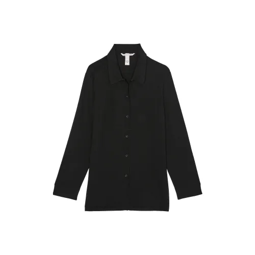Victoria's Secret Luxe Crème Knit Button Up Shirt / BLACK Knitwear Women's Black