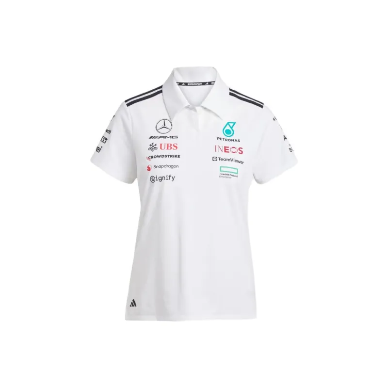 Adidas Women's Mercedes Amg Petronas Formula Team Polo White Melange/Black-0