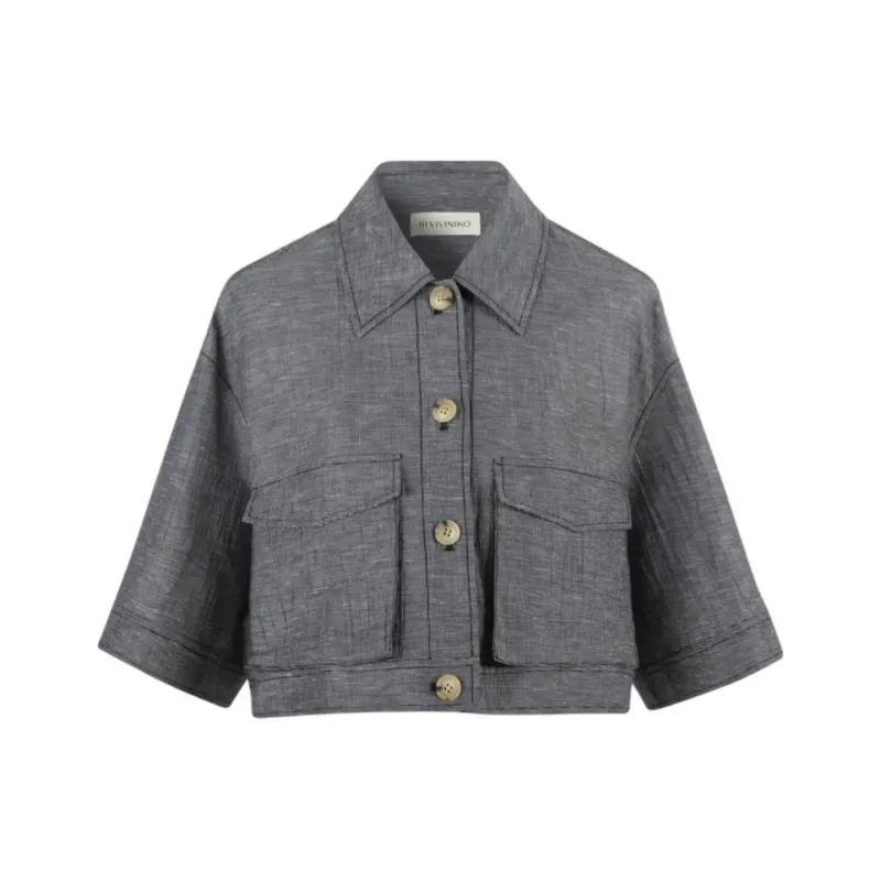 III VIVINIKO Jackets & Coats Women's Black Gray With Print-0