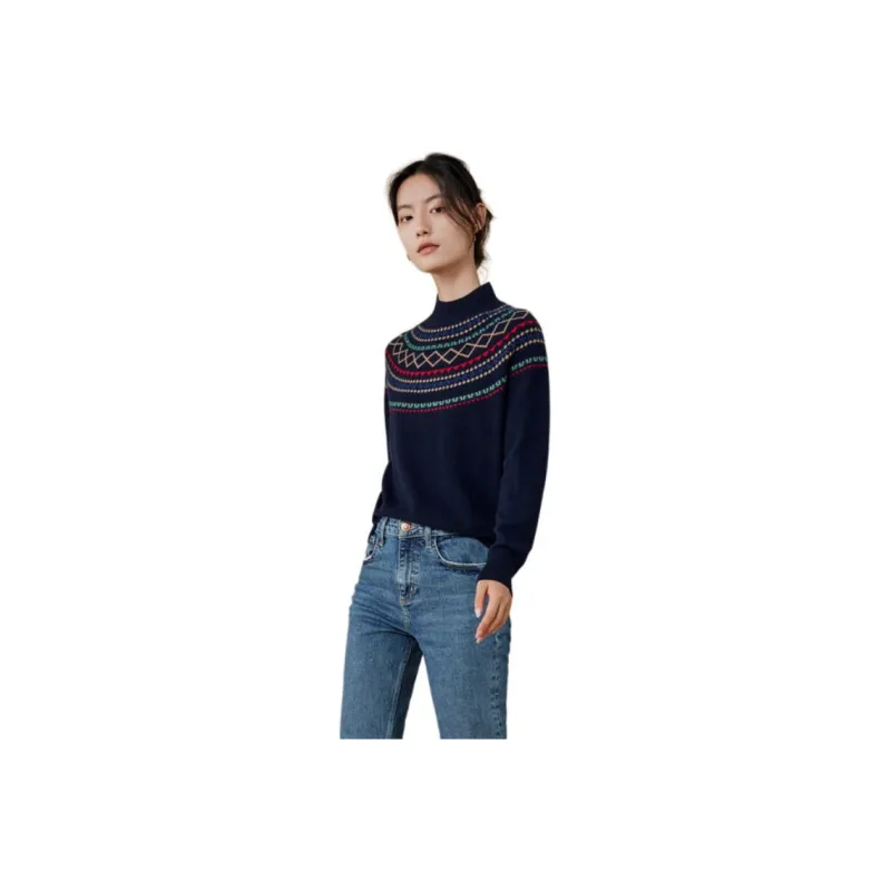MIHUANG Cashmere Sweater Women's Navy Blue-0