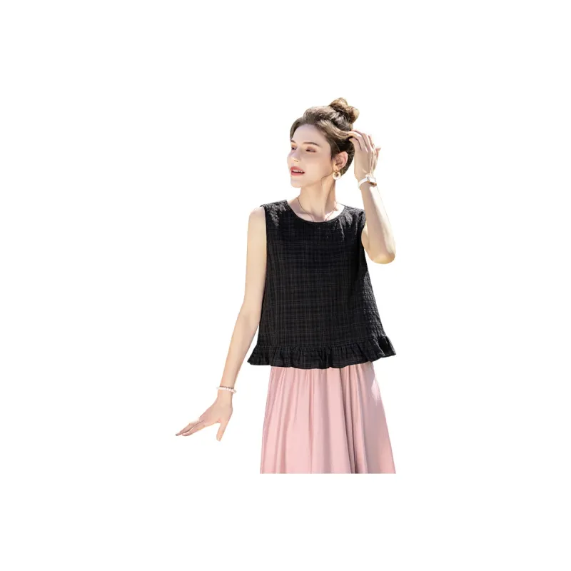 TOUCH Tank Top Women's Black Plaid-0