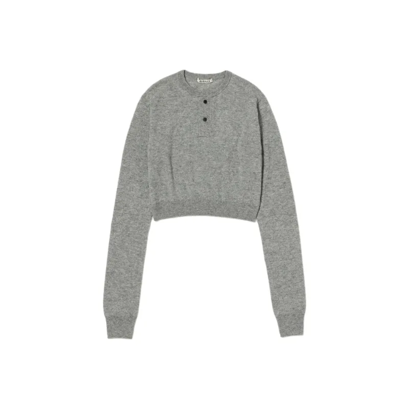 Auralee Super Fine Cashmere Silk Knit Henly Neck Pullover 'Grey'-0