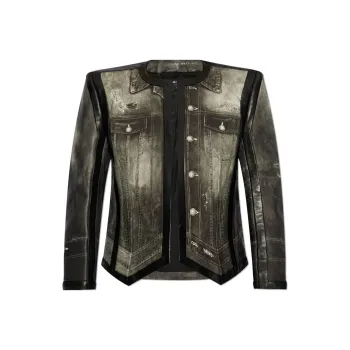 BALMAIN Cropped Leather Jacket